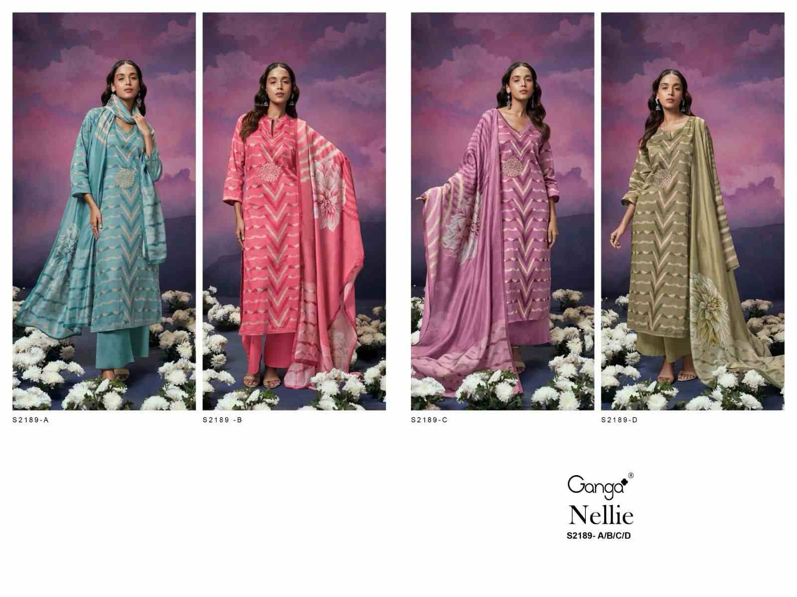 Nellie-2189 By Ganga Fashion 2189-A To 2189-D Series Beautiful Festive Suits Colorful Stylish Fancy Casual Wear & Ethnic Wear Premium Cotton Silk Dresses At Wholesale Price