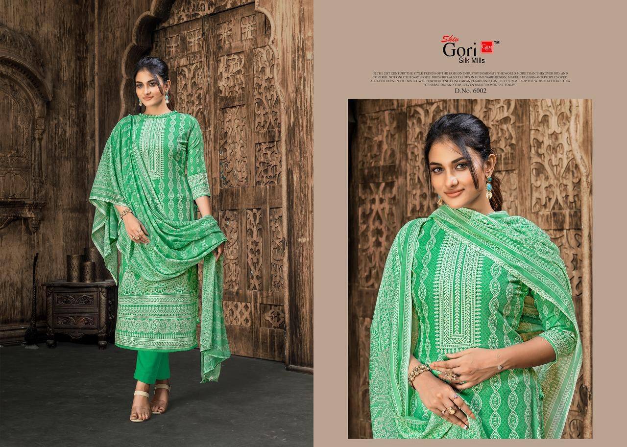 Son Pari Vol-6 By Shiv Gori Silk Mills 6001 To 6010 Series Beautiful Festive Suits Colorful Stylish Fancy Casual Wear & Ethnic Wear Rayon Print Dresses At Wholesale Price