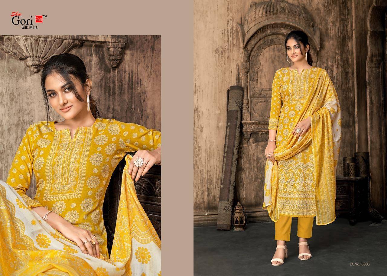 Son Pari Vol-6 By Shiv Gori Silk Mills 6001 To 6010 Series Beautiful Festive Suits Colorful Stylish Fancy Casual Wear & Ethnic Wear Rayon Print Dresses At Wholesale Price