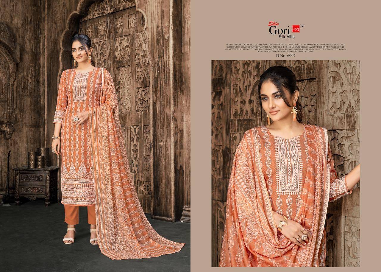Son Pari Vol-6 By Shiv Gori Silk Mills 6001 To 6010 Series Beautiful Festive Suits Colorful Stylish Fancy Casual Wear & Ethnic Wear Rayon Print Dresses At Wholesale Price