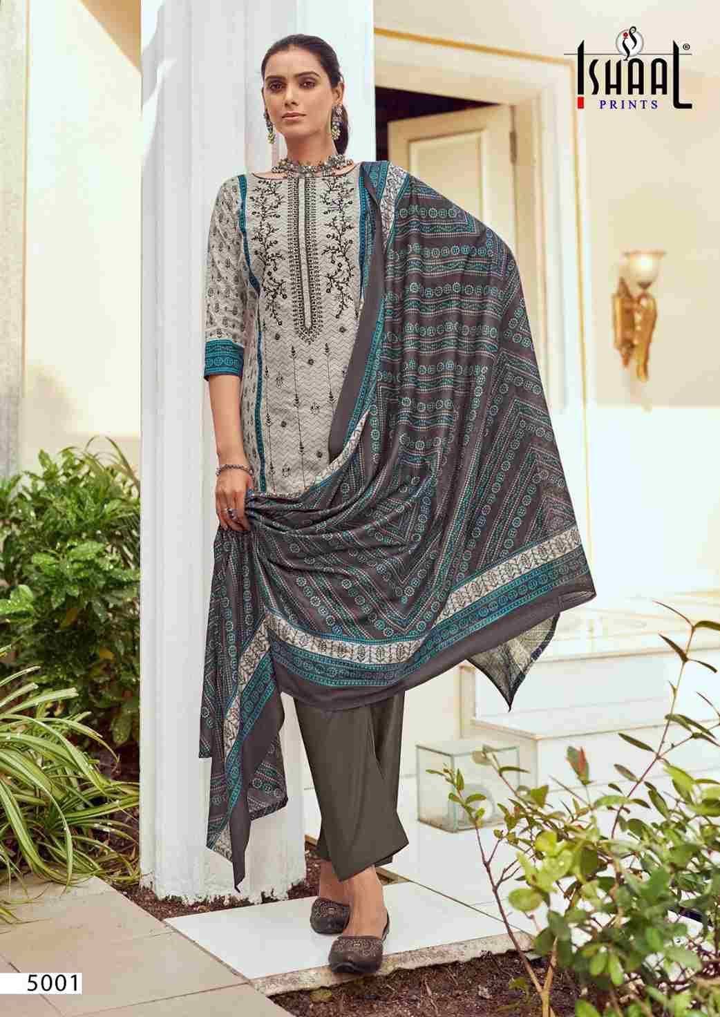 Embroidered Vol-5 By Ishaal Prints 5001 To 5010 Series Beautiful Suits Colorful Stylish Fancy Casual Wear & Ethnic Wear Pure Lawn Printed Dresses At Wholesale Price