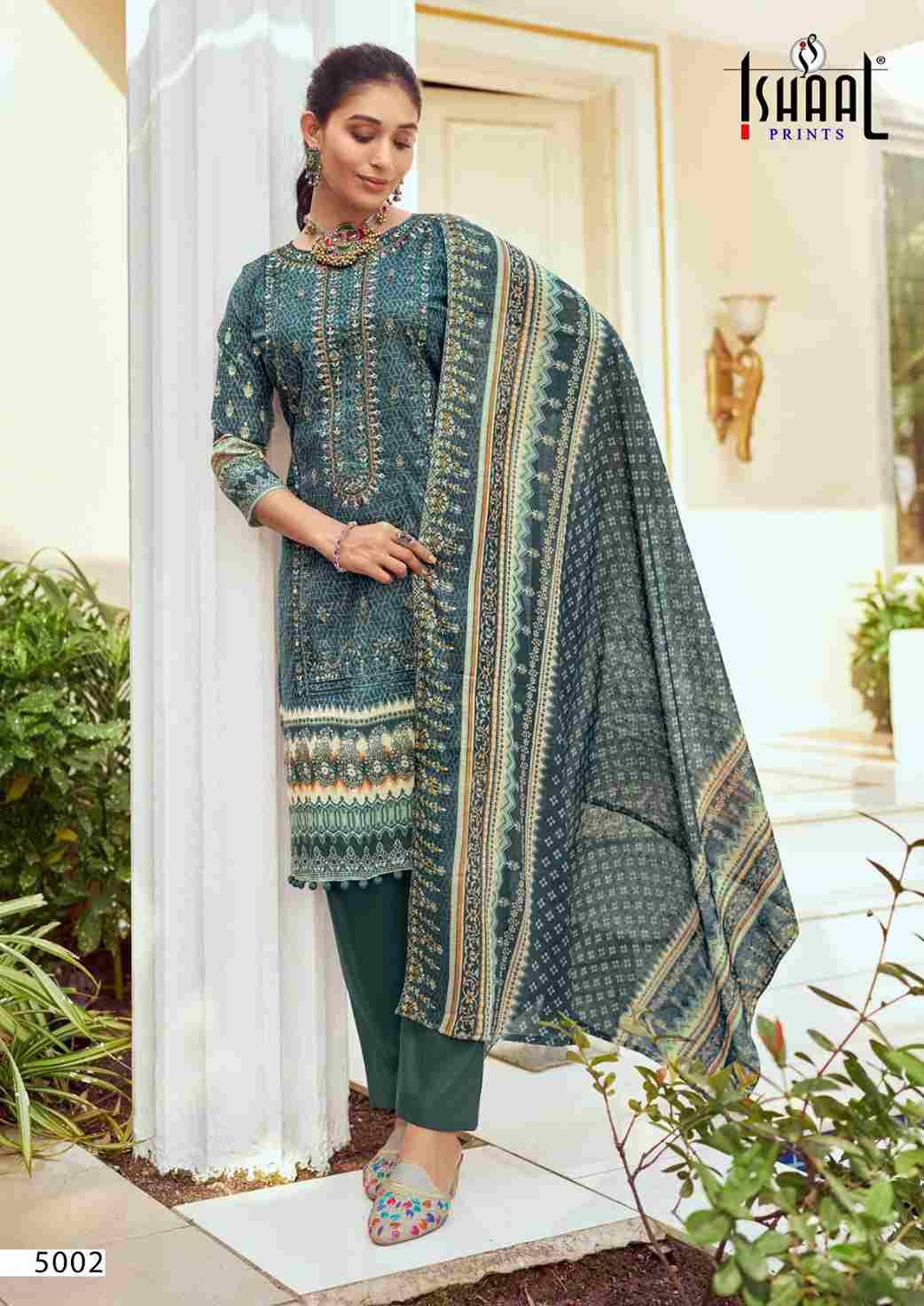Embroidered Vol-5 By Ishaal Prints 5001 To 5010 Series Beautiful Suits Colorful Stylish Fancy Casual Wear & Ethnic Wear Pure Lawn Printed Dresses At Wholesale Price