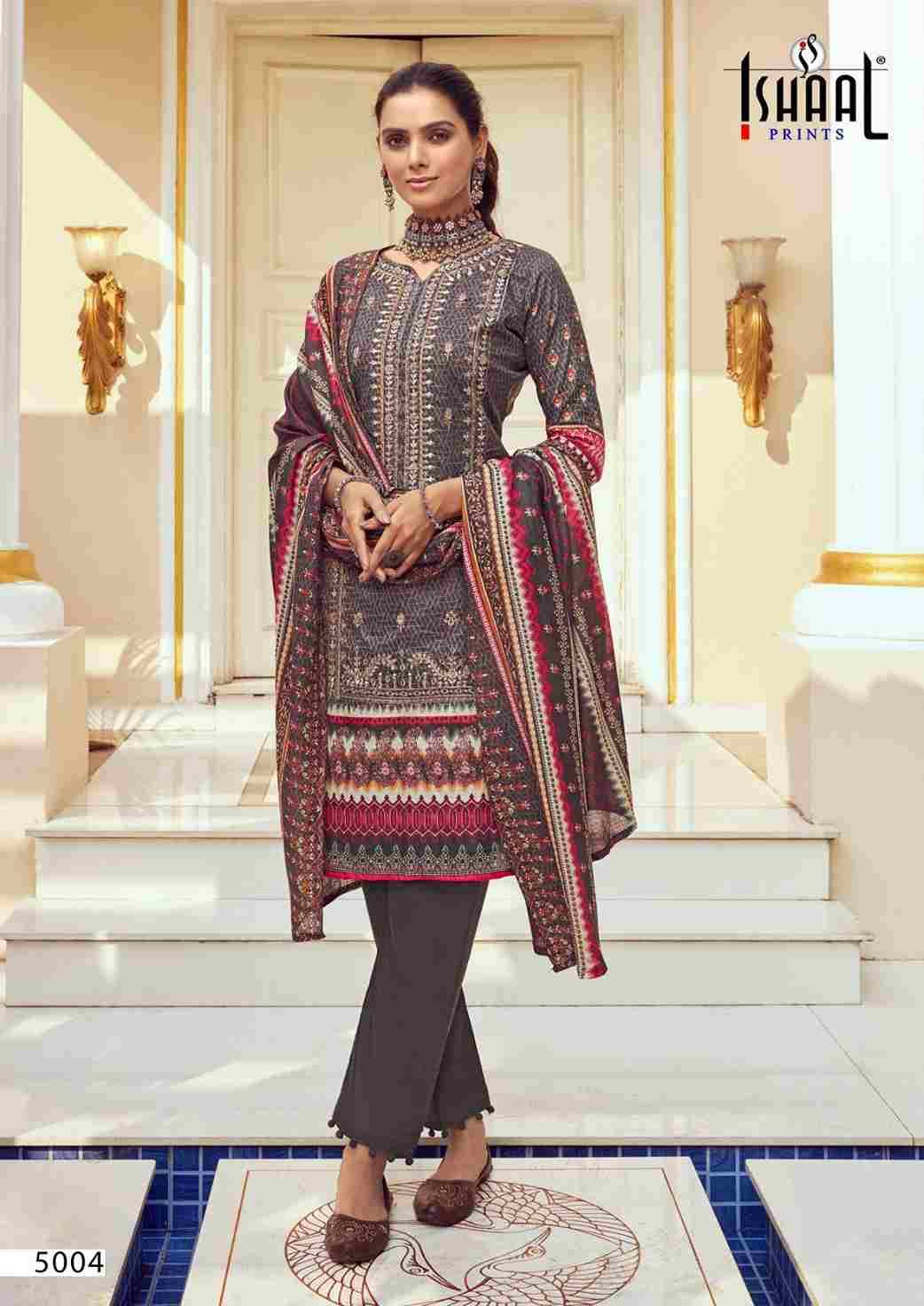 Embroidered Vol-5 By Ishaal Prints 5001 To 5010 Series Beautiful Suits Colorful Stylish Fancy Casual Wear & Ethnic Wear Pure Lawn Printed Dresses At Wholesale Price