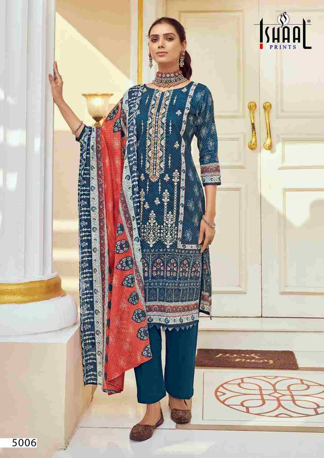 Embroidered Vol-5 By Ishaal Prints 5001 To 5010 Series Beautiful Suits Colorful Stylish Fancy Casual Wear & Ethnic Wear Pure Lawn Printed Dresses At Wholesale Price