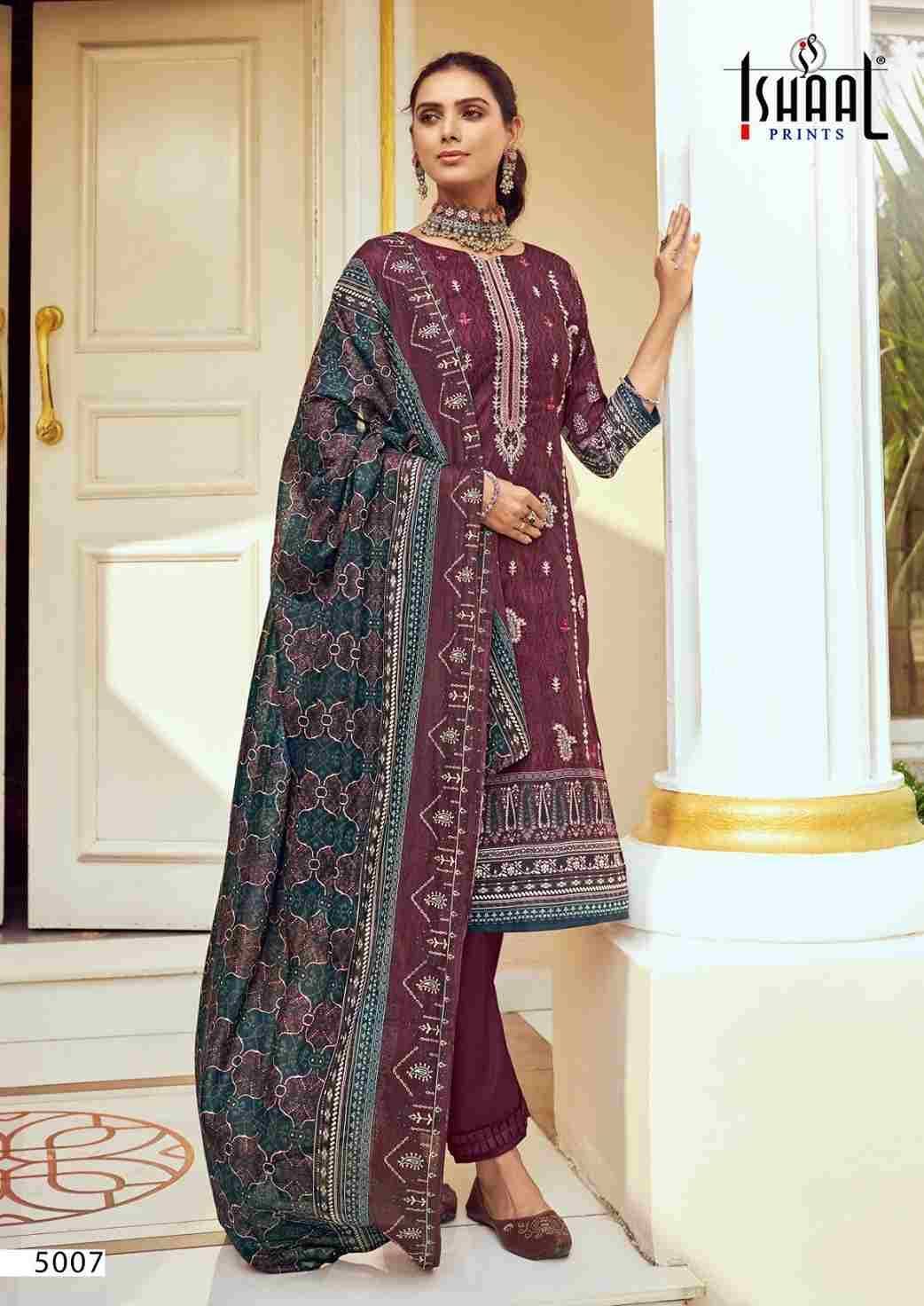Embroidered Vol-5 By Ishaal Prints 5001 To 5010 Series Beautiful Suits Colorful Stylish Fancy Casual Wear & Ethnic Wear Pure Lawn Printed Dresses At Wholesale Price
