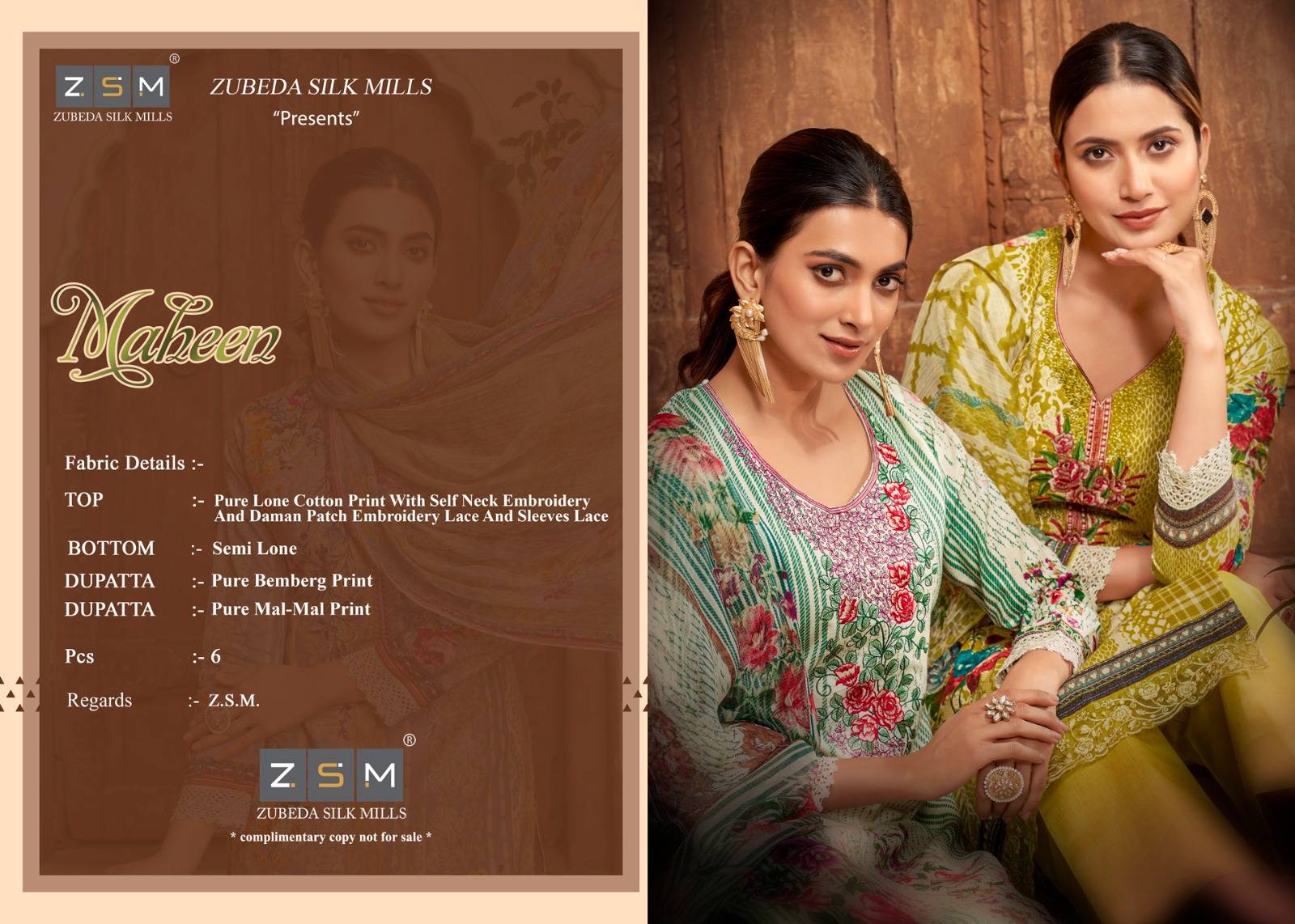 Maheen By Zsm 1001 To 1006 Series Beautiful Suits Colorful Stylish Fancy Casual Wear & Ethnic Wear Pure Lawn Cotton Printed Dresses At Wholesale Price