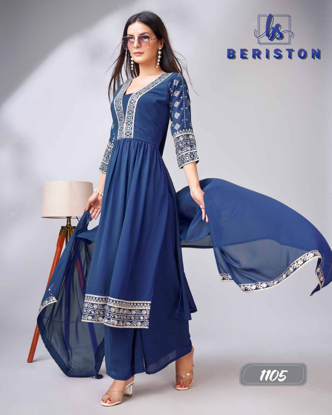 Bs Vol-11 By Beriston 1101 To 1105 Series Beautiful Sharara Suits Colorful Stylish Fancy Casual Wear & Ethnic Wear Georgette Embroidered Dresses At Wholesale Price