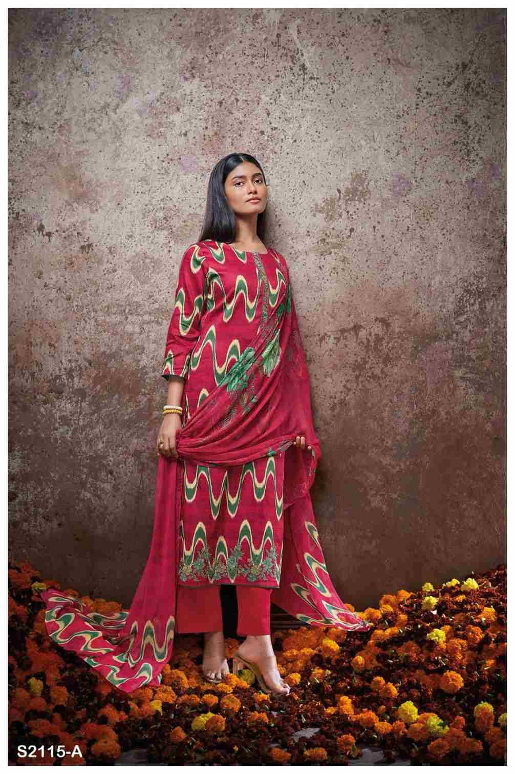 Sallie-2115 By Ganga Fashion 2115-A To 2115-D Series Beautiful Festive Suits Colorful Stylish Fancy Casual Wear & Ethnic Wear Cotton Silk Dresses At Wholesale Price