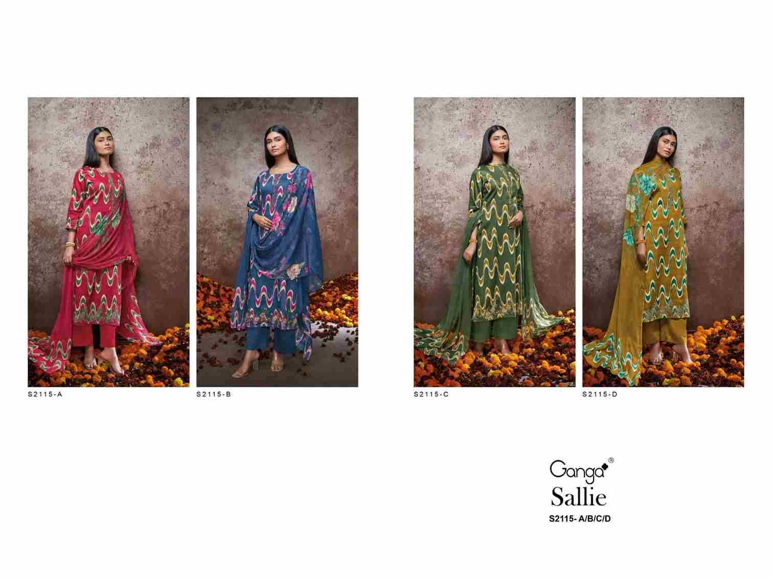 Sallie-2115 By Ganga Fashion 2115-A To 2115-D Series Beautiful Festive Suits Colorful Stylish Fancy Casual Wear & Ethnic Wear Cotton Silk Dresses At Wholesale Price
