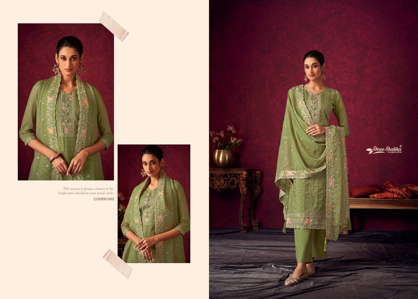 Insiya By Shree Shalika Fashion 1001 To 1006 Series Beautiful Festive Suits Colorful Stylish Fancy Casual Wear & Ethnic Wear Soft Organza Dresses At Wholesale Price