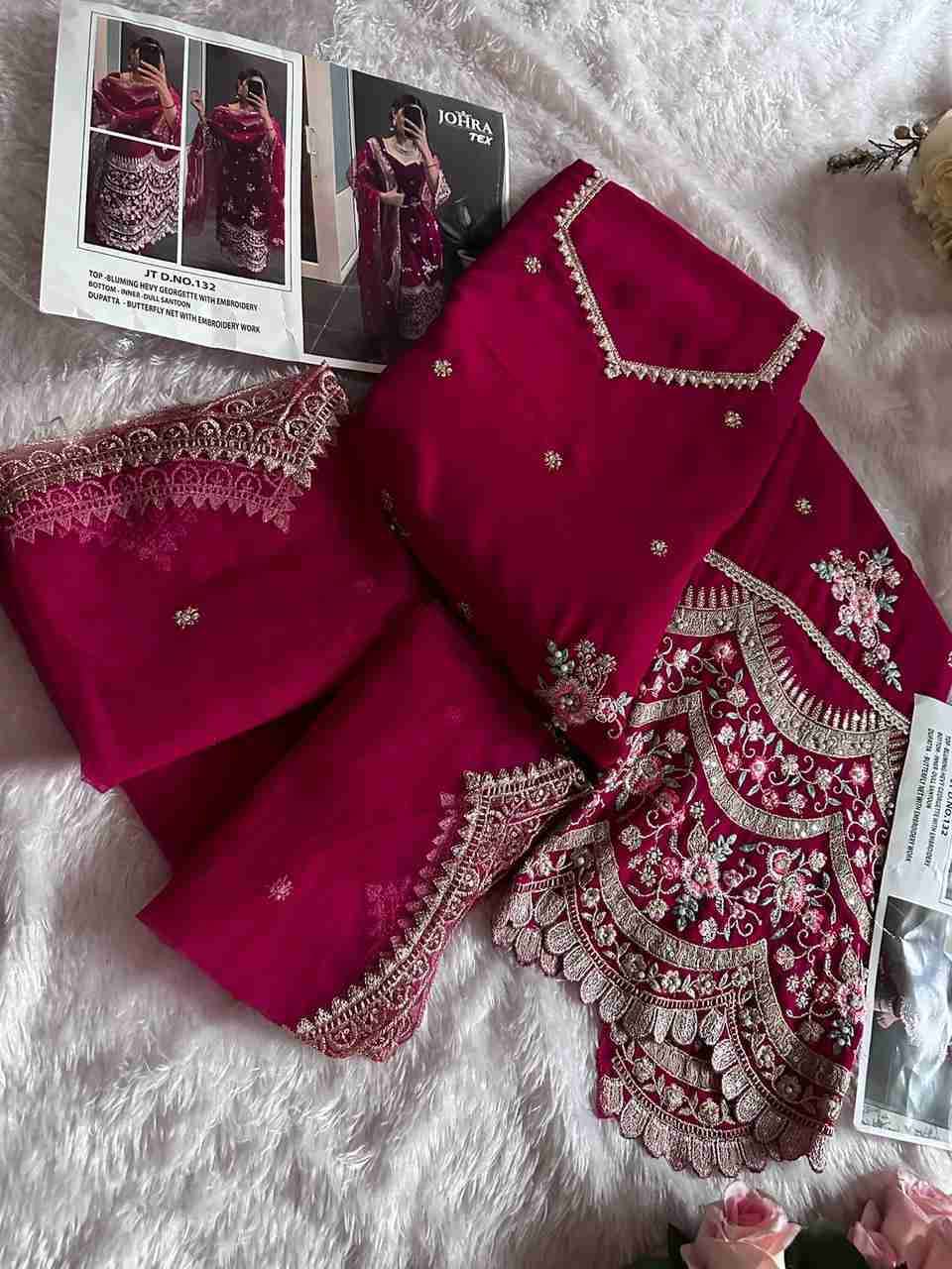 Johra Hit Design 132 By Johra Tex Pakistani Suits Collection Beautiful Stylish Fancy Colorful Party Wear & Occasional Wear Heavy Georgette Dresses At Wholesale Price
