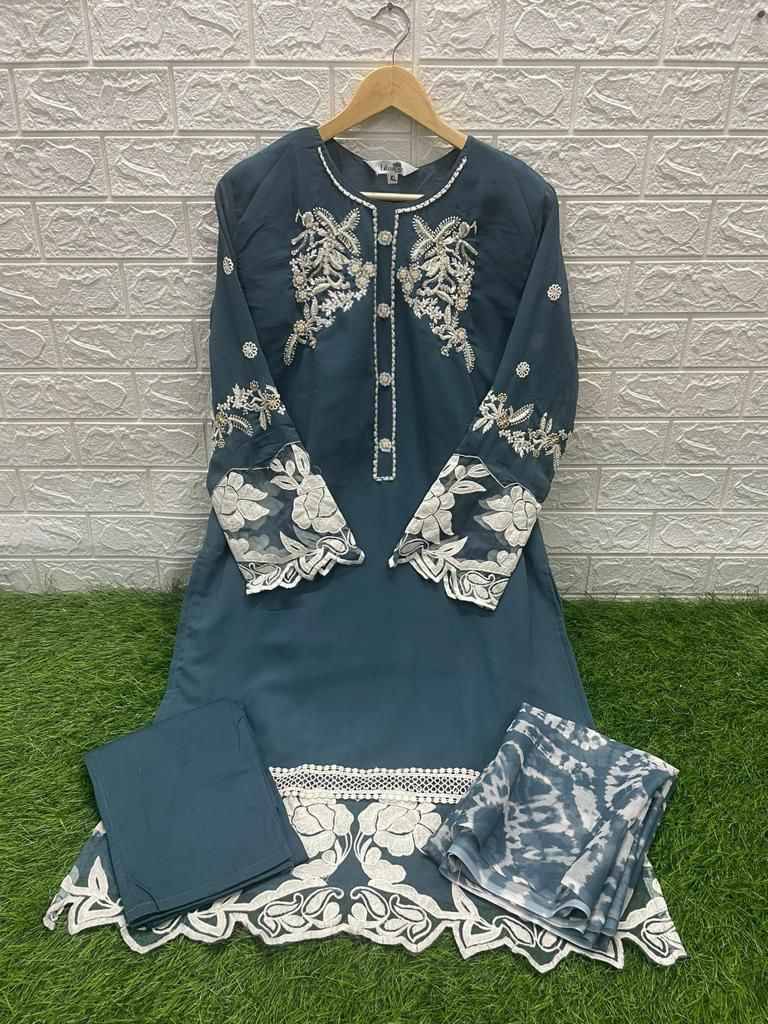 Luxuria Trendz 1237 Colours By Luxuria Trendz 1237-A To 1237-D Series Designer Festive Pakistani Suits Collection Beautiful Stylish Fancy Colorful Party Wear & Occasional Wear Faux Georgette Embroidered Dresses At Wholesale Price