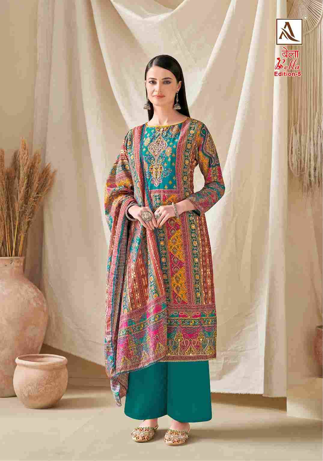 Bella Vol-5 By Alok Suit 1422-001 To 1422-005 Series Beautiful Festive Suits Colorful Stylish Fancy Casual Wear & Ethnic Wear Pure Muslin Print With Work Dresses At Wholesale Price