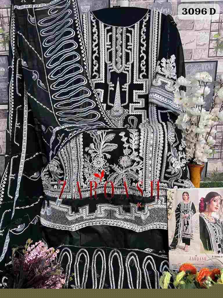 Zarqash Hit Design 3096 Colours By Zarqash 3096-A To 3096-D Series Beautiful Pakistani Suits Stylish Fancy Colorful Party Wear & Occasional Wear Georgette Embroidered Dresses At Wholesale Price