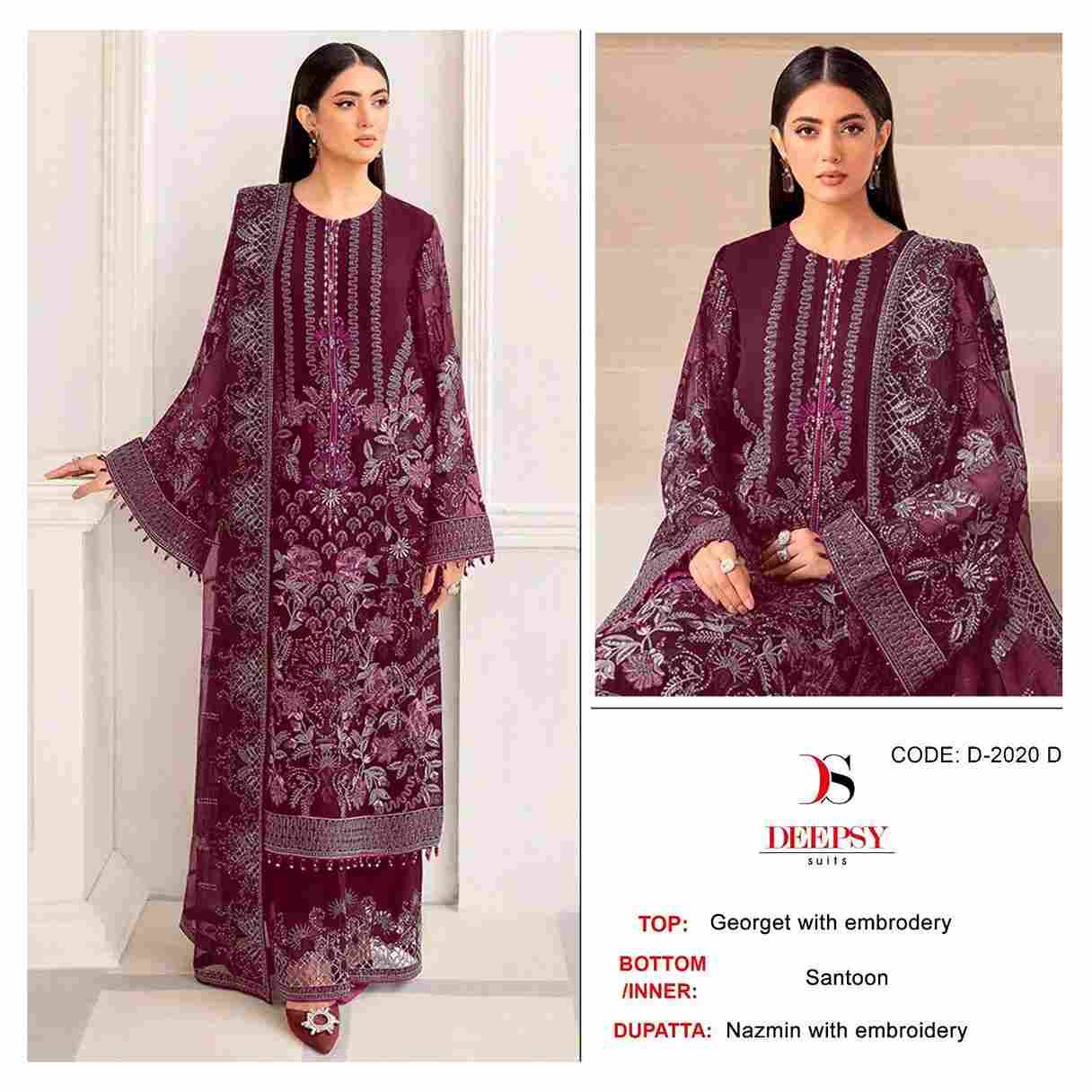 Deepsy Hit Design 2020 Colours By Deepsy Suits 2020-A To 2020-D Series Beautiful Pakistani Suits Stylish Fancy Colorful Party Wear & Occasional Wear Georgette Embroidered Dresses At Wholesale Price