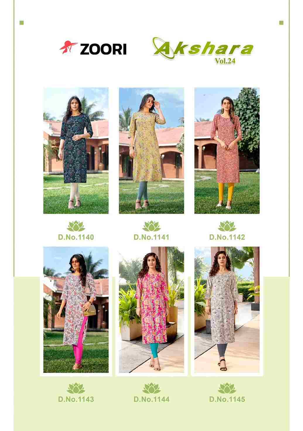 Akshara Vol-24 By Zoori 1140 To 1145 Series Designer Stylish Fancy Colorful Beautiful Party Wear & Ethnic Wear Collection Rayon Print Kurtis At Wholesale Price