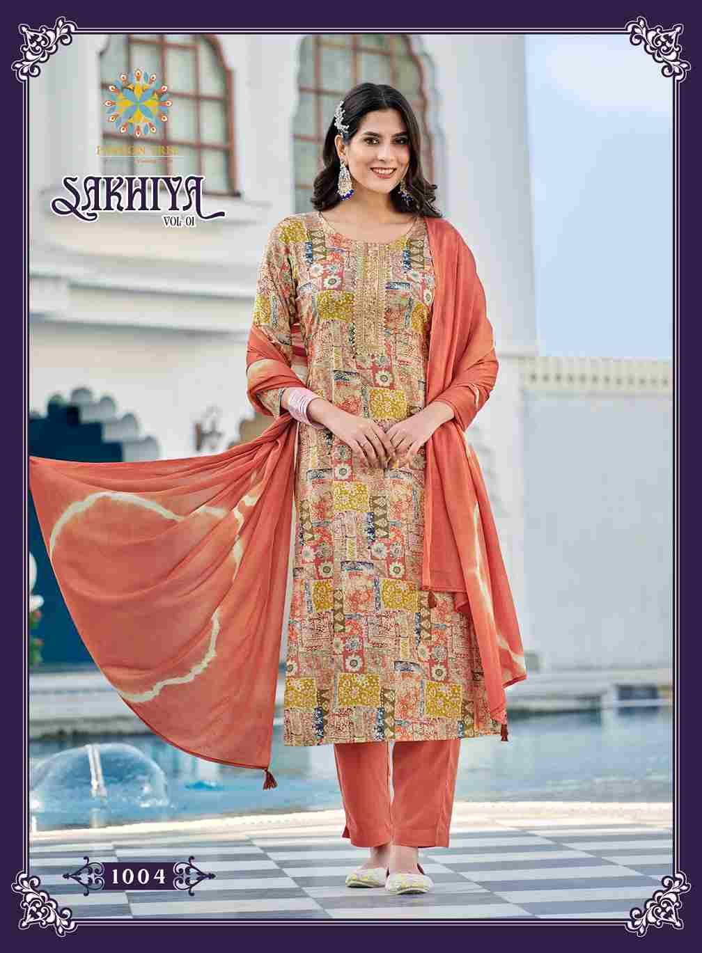 Sakhiya Vol-1 By Passion Tree 1001 To 1008 Series Beautiful Stylish Festive Suits Fancy Colorful Casual Wear & Ethnic Wear & Ready To Wear Rayon Print Dresses At Wholesale Price