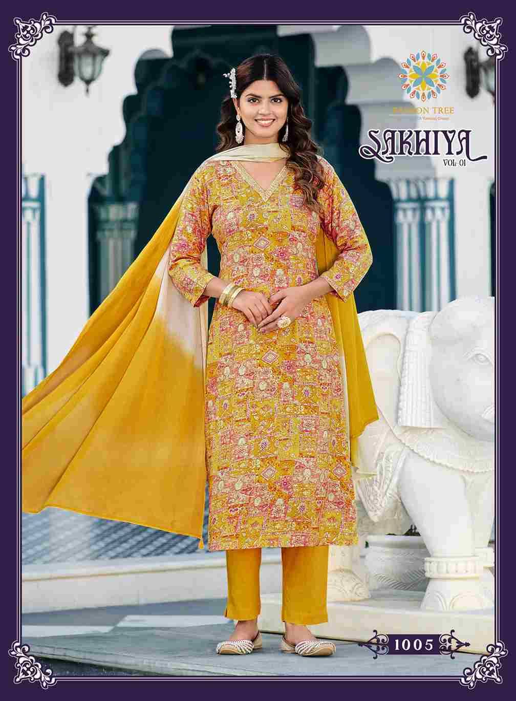 Sakhiya Vol-1 By Passion Tree 1001 To 1008 Series Beautiful Stylish Festive Suits Fancy Colorful Casual Wear & Ethnic Wear & Ready To Wear Rayon Print Dresses At Wholesale Price