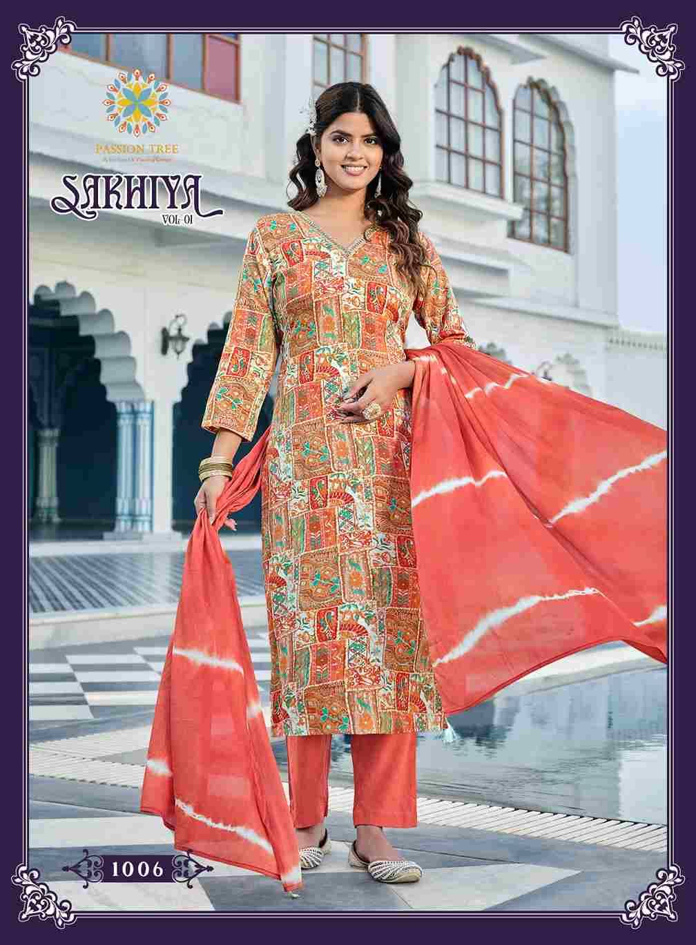 Sakhiya Vol-1 By Passion Tree 1001 To 1008 Series Beautiful Stylish Festive Suits Fancy Colorful Casual Wear & Ethnic Wear & Ready To Wear Rayon Print Dresses At Wholesale Price