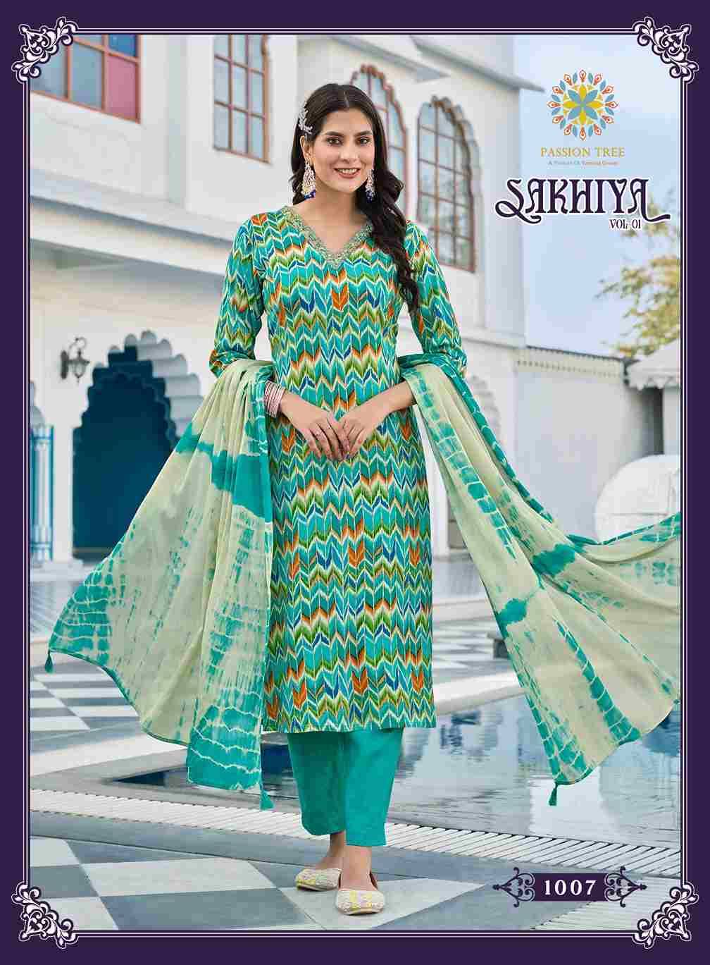 Sakhiya Vol-1 By Passion Tree 1001 To 1008 Series Beautiful Stylish Festive Suits Fancy Colorful Casual Wear & Ethnic Wear & Ready To Wear Rayon Print Dresses At Wholesale Price