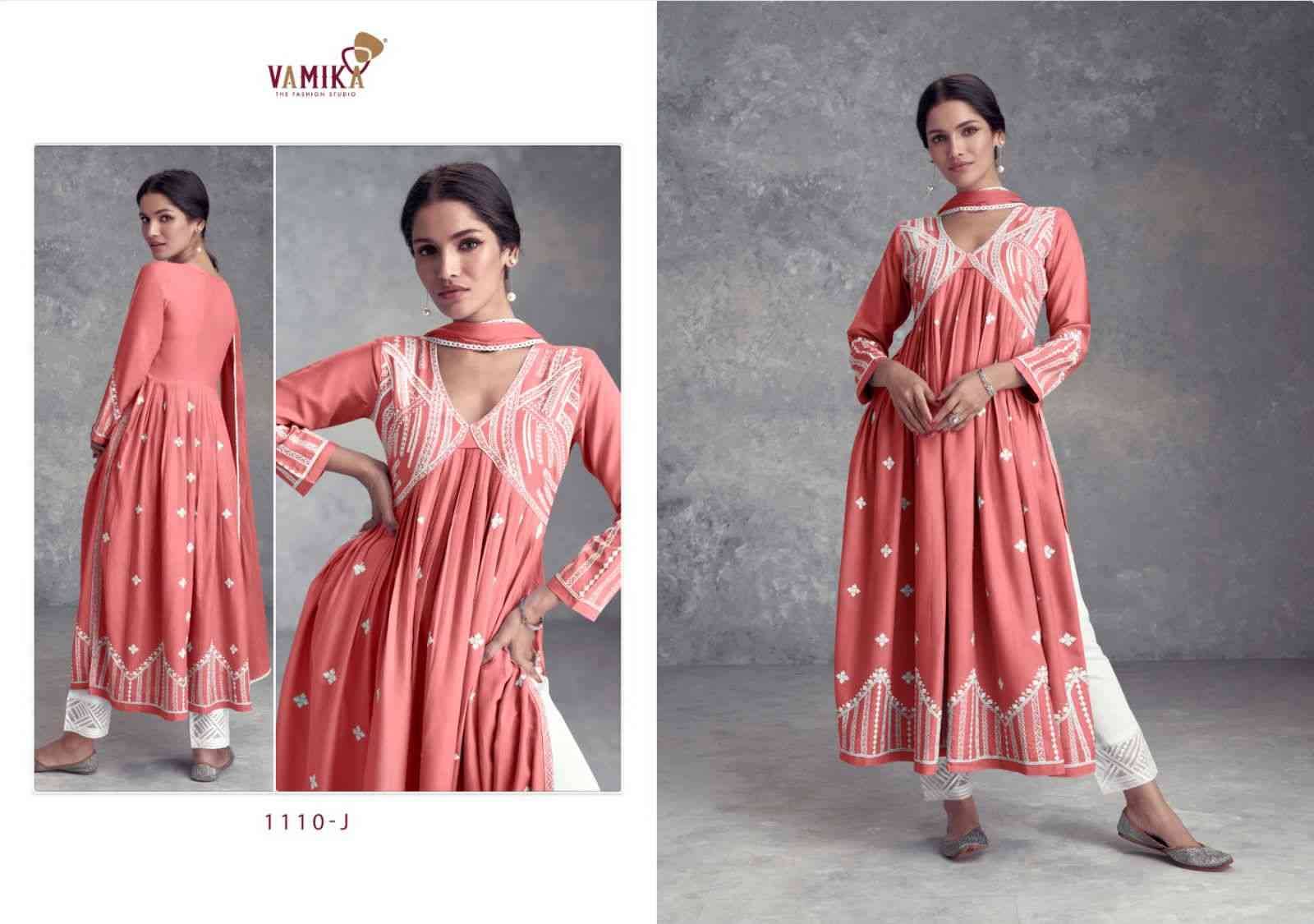 Aadhira Vol-8 Gold By Vamika 1110-F To 1110-J Series Beautiful Festive Suits Colorful Stylish Fancy Casual Wear & Ethnic Wear Pure Viscose Rayon Embroidery Dresses At Wholesale Price