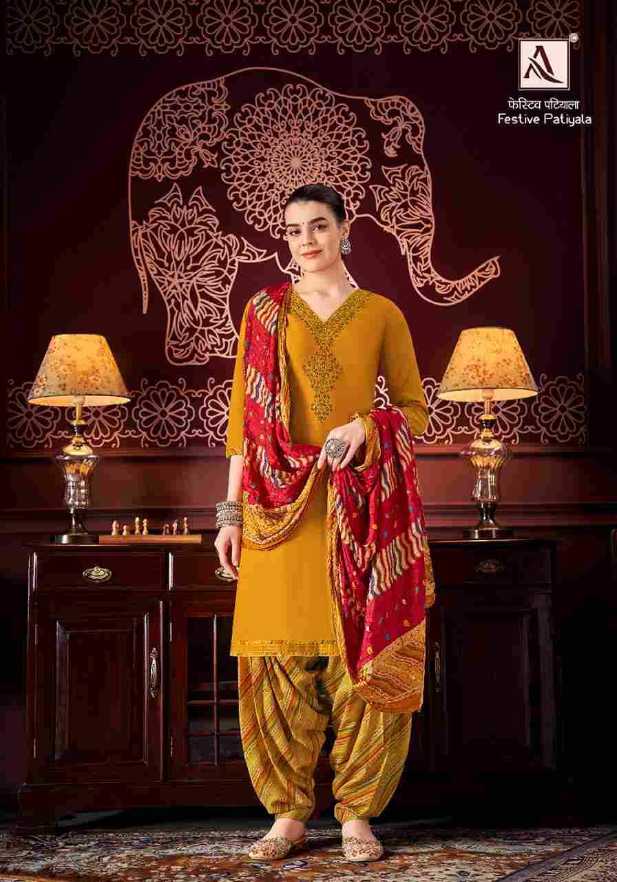 Festive Patiyala By Alok Suit 1400-001 To 1400-008 Series Indian Traditional Wear Collection Beautiful Stylish Fancy Colorful Party Wear & Wear Pure Mudaal Dress At Wholesale Price