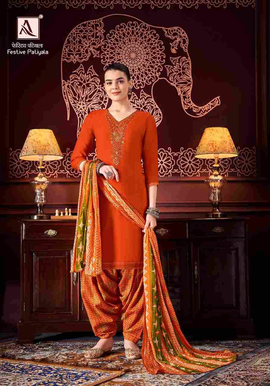 Festive Patiyala By Alok Suit 1400-001 To 1400-008 Series Indian Traditional Wear Collection Beautiful Stylish Fancy Colorful Party Wear & Wear Pure Mudaal Dress At Wholesale Price