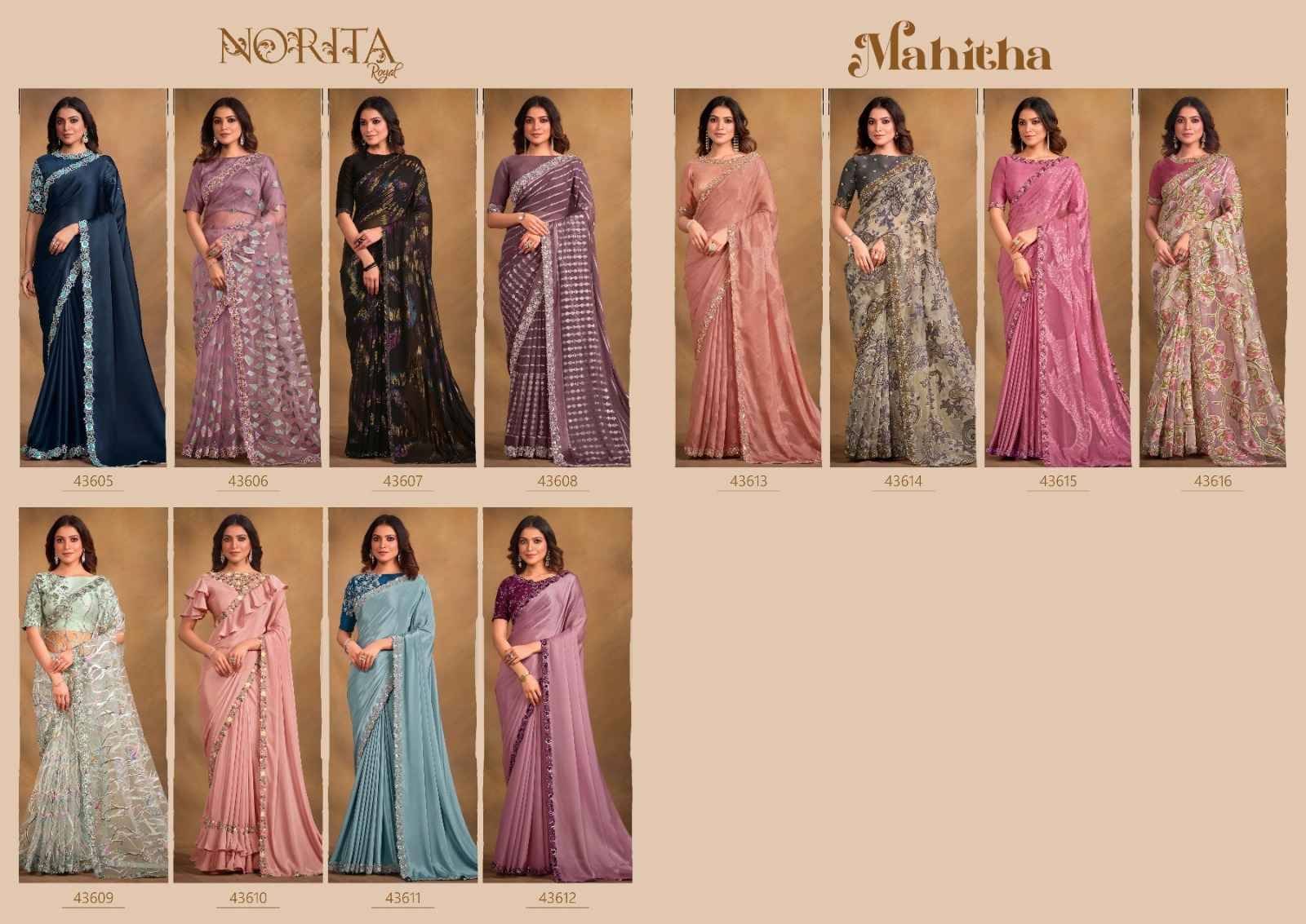 Mahitha By Mahotsav Creation 43605 To 43616 Series Indian Traditional Wear Collection Beautiful Stylish Fancy Colorful Party Wear & Occasional Wear Fancy Sarees At Wholesale Price