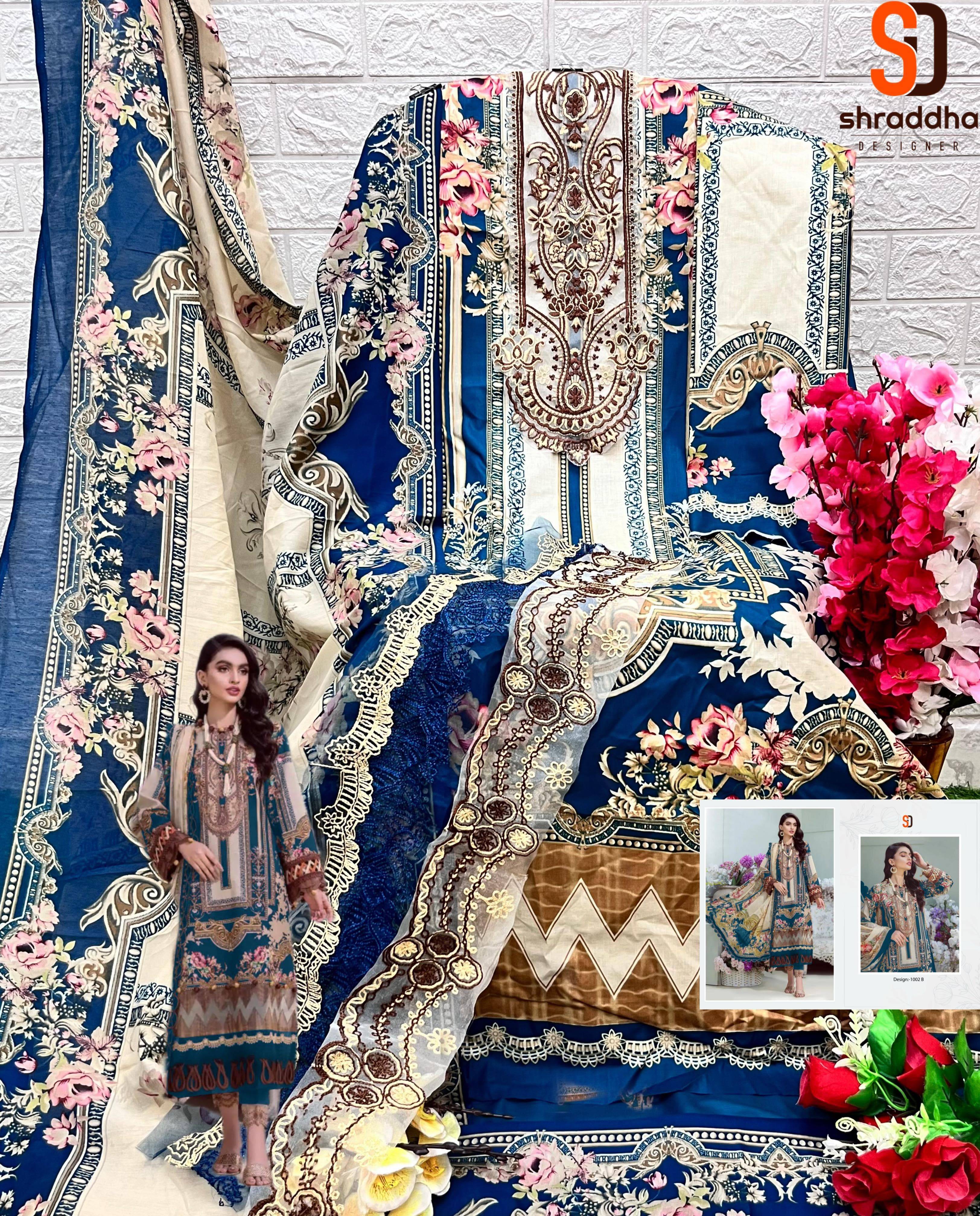 Bliss Vol-3 By Shraddha Designer 3001 To 3004 Series Beautiful Festive Suits Colorful Stylish Fancy Casual Wear & Ethnic Wear Lawn Cotton Embroidered Dresses At Wholesale Price