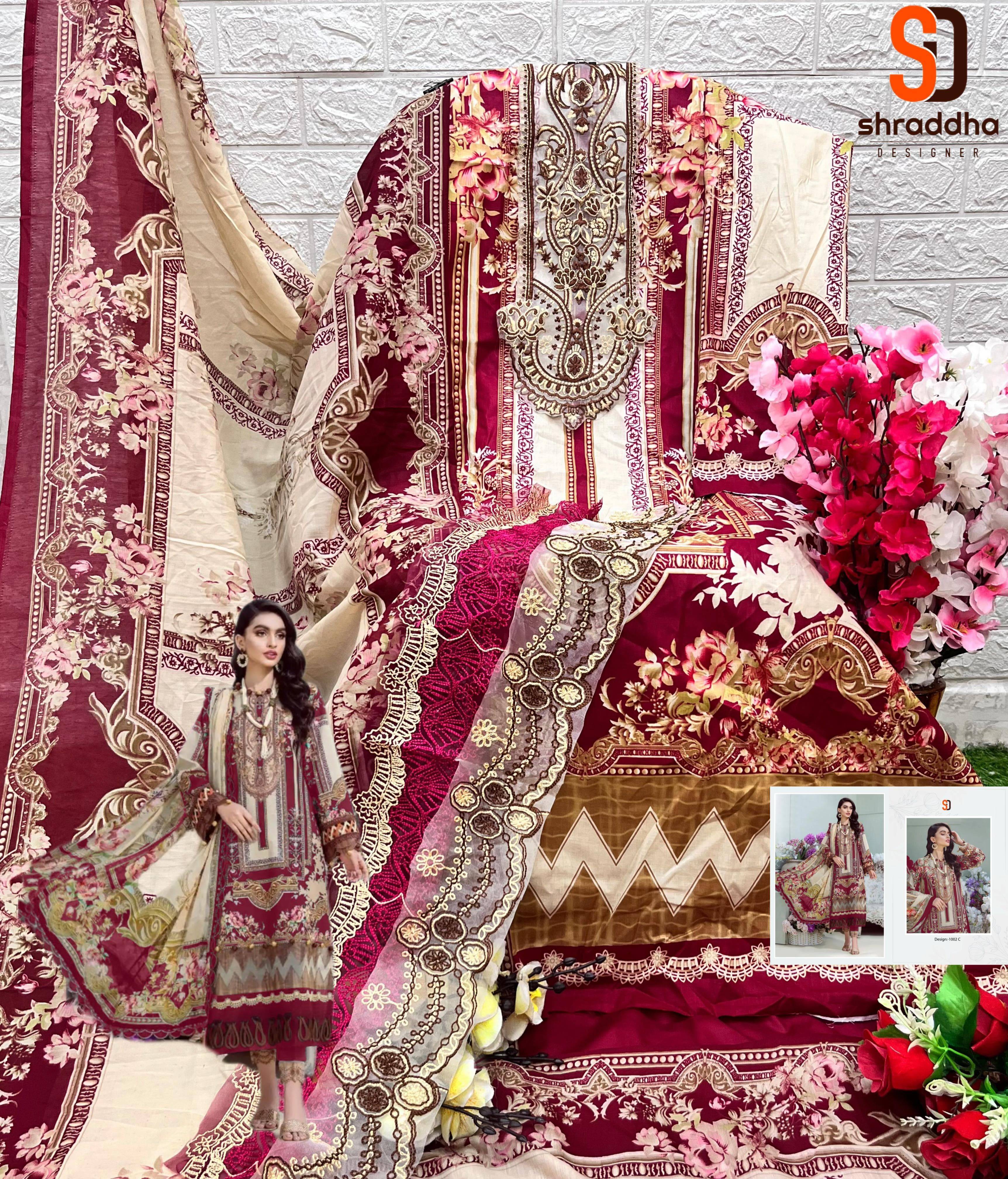 Bliss Vol-3 By Shraddha Designer 3001 To 3004 Series Beautiful Festive Suits Colorful Stylish Fancy Casual Wear & Ethnic Wear Lawn Cotton Embroidered Dresses At Wholesale Price