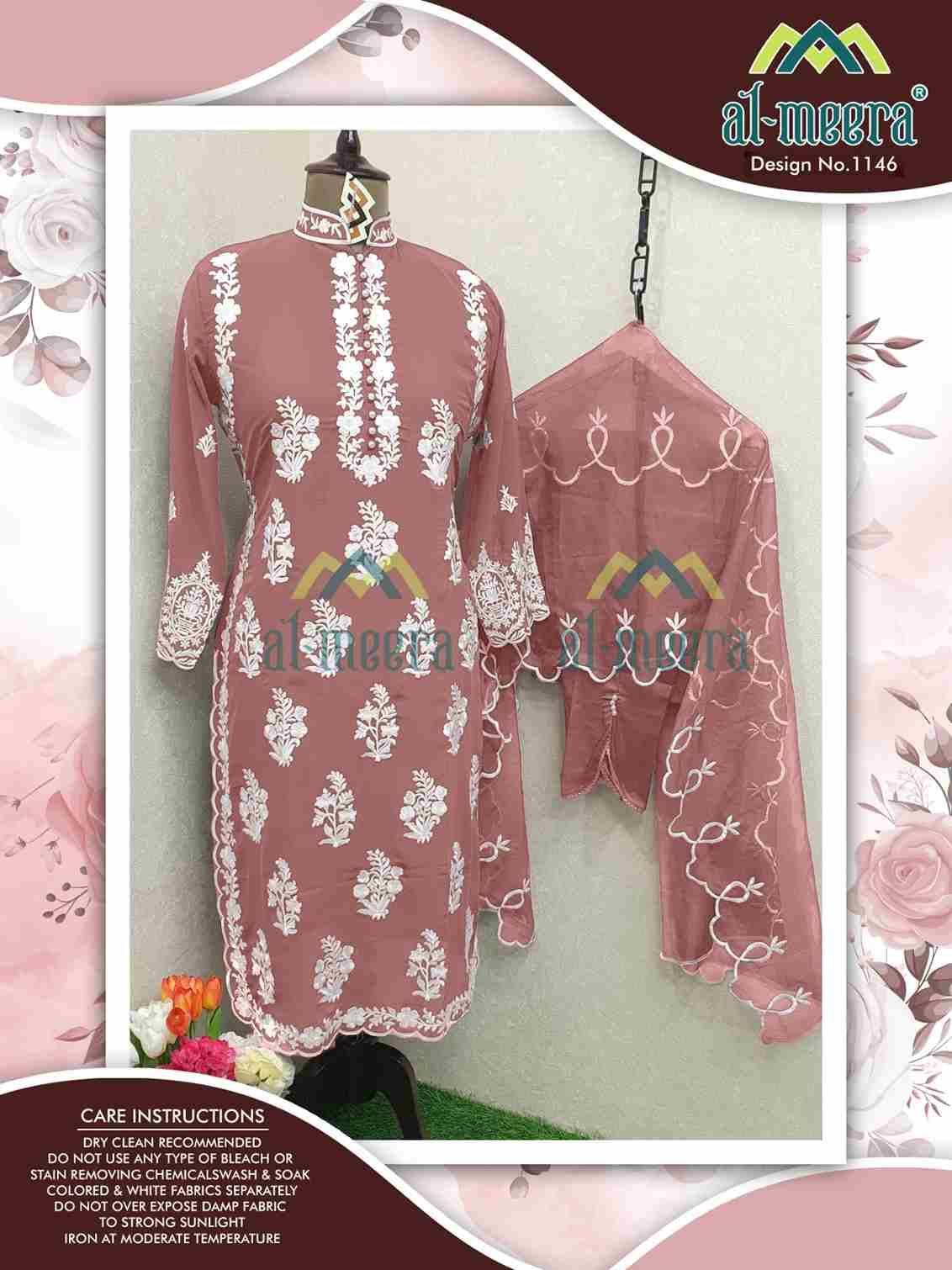 Al-Meera Hit Design 1146 Colours Vol-3 By Al-Meera 1146-H To 1146-K Series Beautiful Pakistani Suits Colorful Stylish Fancy Casual Wear & Ethnic Wear Faux Georgette Embroidered Dresses At Wholesale Price