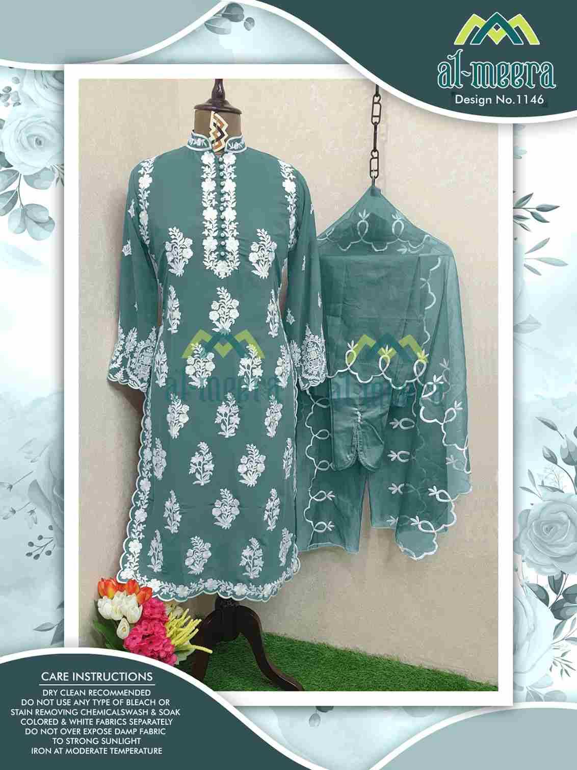 Al-Meera Hit Design 1146 Colours Vol-3 By Al-Meera 1146-H To 1146-K Series Beautiful Pakistani Suits Colorful Stylish Fancy Casual Wear & Ethnic Wear Faux Georgette Embroidered Dresses At Wholesale Price