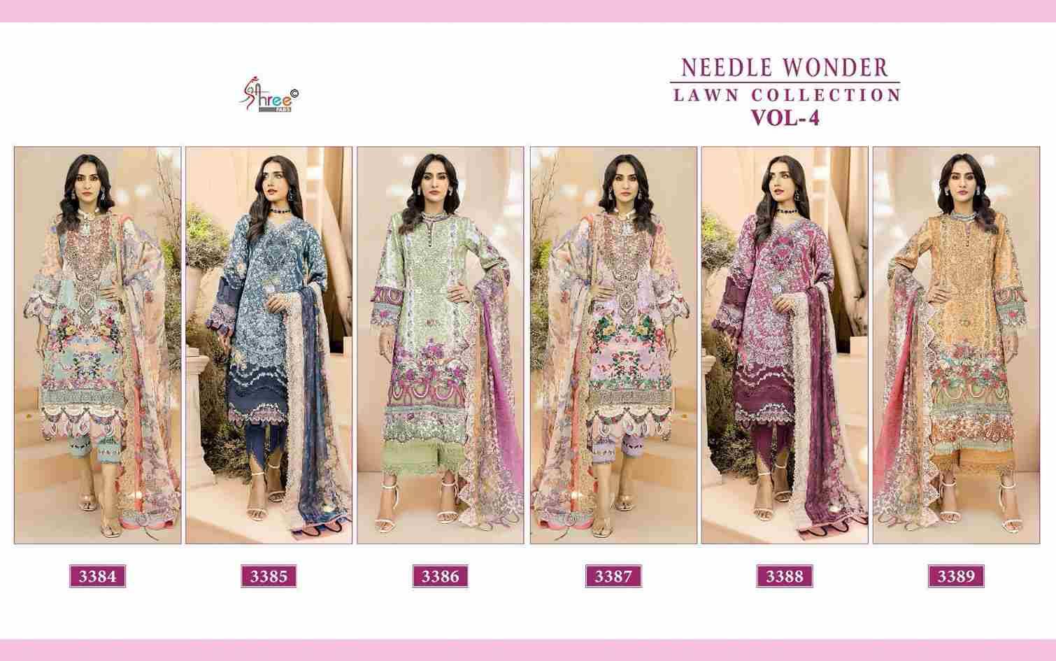 Needle Wonder Lawn Collection Vol-4 By Shree Fabs 3384 To 3389 Series Designer Pakistani Suits Beautiful Fancy Stylish Colorful Party Wear & Occasional Wear Pure Cotton With Embroidery Dresses At Wholesale Price