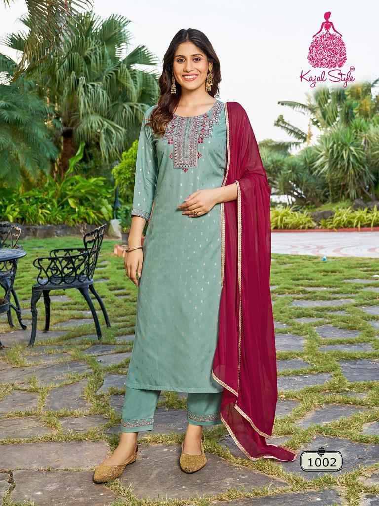 Rangrez By Kajal Style 1001 To 1004 Series Beautiful Festive Suits Colorful Stylish Fancy Casual Wear & Ethnic Wear Rayon Foil Dresses At Wholesale Price