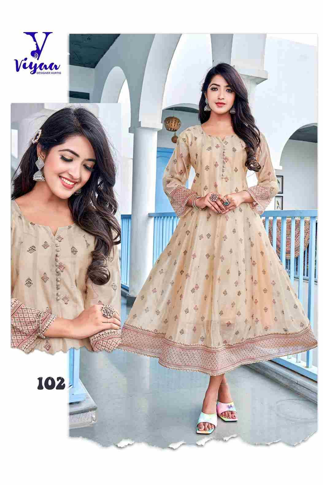 Star Girl By Viyaa Designer 101 To 108 Series Beautiful Stylish Fancy Colorful Casual Wear & Ethnic Wear Pure Modal Chanderi Gowns At Wholesale Price