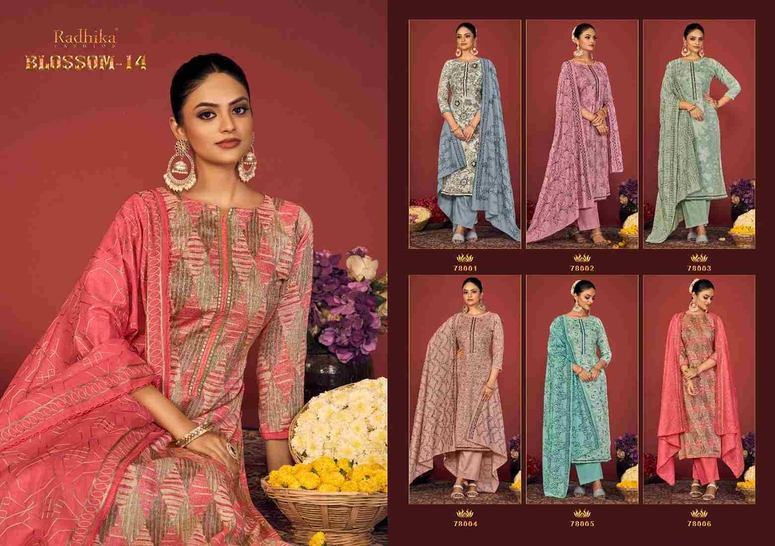 Blossom Vol-14 By Radhika Fashion 78001 To 78006 Series Beautiful Stylish Festive Suits Fancy Colorful Casual Wear & Ethnic Wear & Ready To Wear Pure Cotton Print Dresses At Wholesale Price