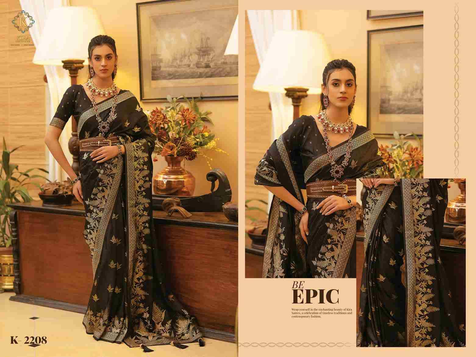 Scarlett Vol-2 By Kira 2201 To 2210 Series Indian Traditional Wear Collection Beautiful Stylish Fancy Colorful Party Wear & Occasional Wear Satin Sarees At Wholesale Price