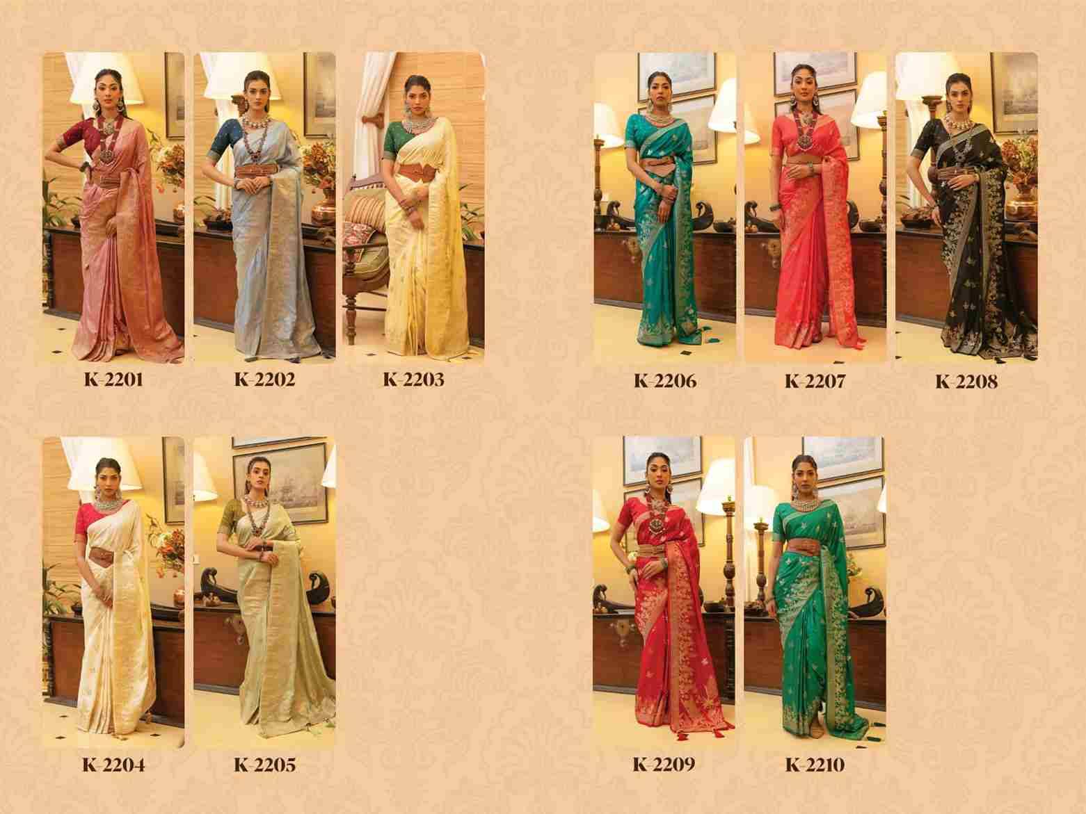 Scarlett Vol-2 By Kira 2201 To 2210 Series Indian Traditional Wear Collection Beautiful Stylish Fancy Colorful Party Wear & Occasional Wear Satin Sarees At Wholesale Price
