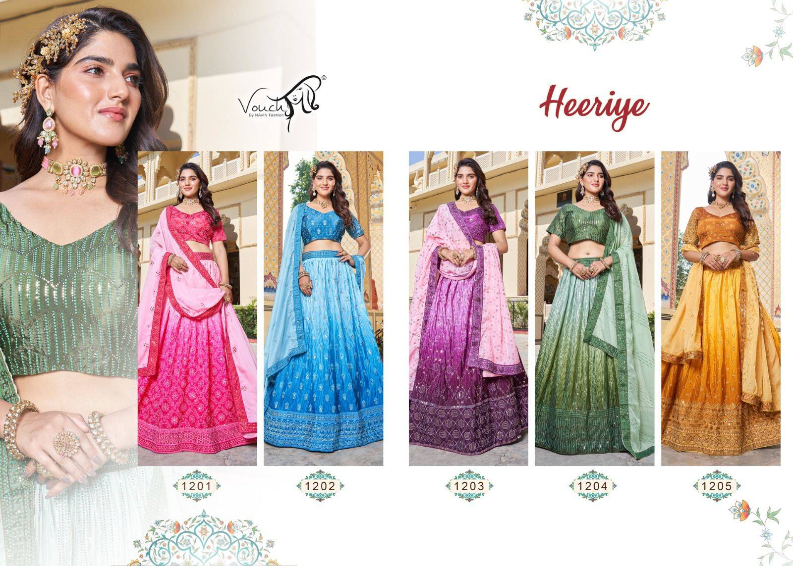 Heeriye By Vouche 1201 To 1205 Series Bridal Wear Collection Beautiful Stylish Colorful Fancy Party Wear & Occasional Wear Soft Organza Lehengas At Wholesale Price