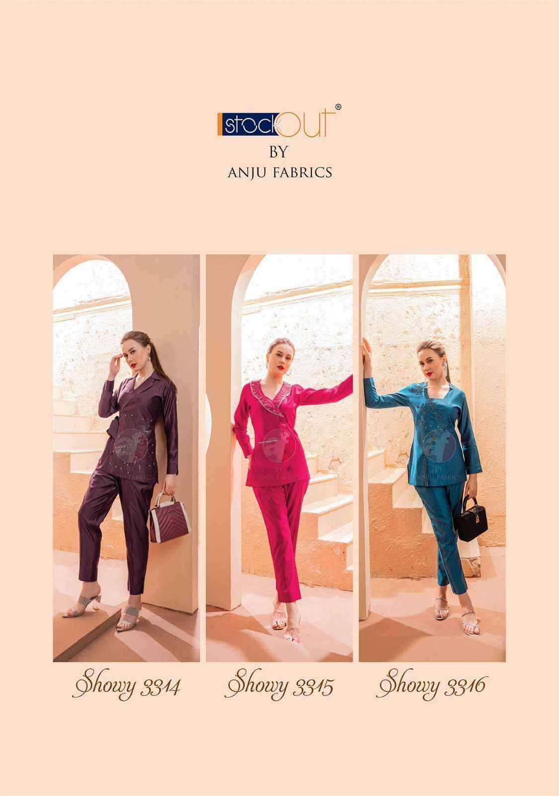 Showy Vol-2 By Anju Fabrics 3311 To 3316 Series Beautiful Stylish Fancy Colorful Casual Wear & Ethnic Wear Viscose Nylon Co-Ord At Wholesale Price