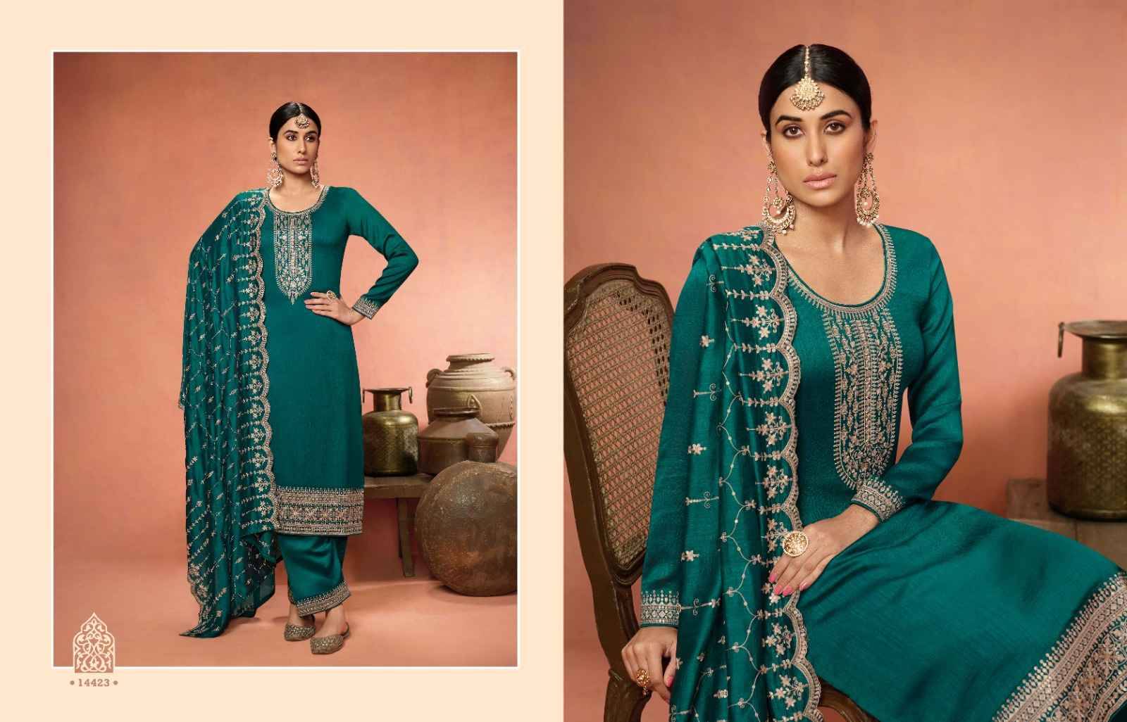 Noor By Zisa 14421 To 14426 Series Beautiful Festive Suits Colorful Stylish Fancy Casual Wear & Ethnic Wear Georgette Silk Dresses At Wholesale Price