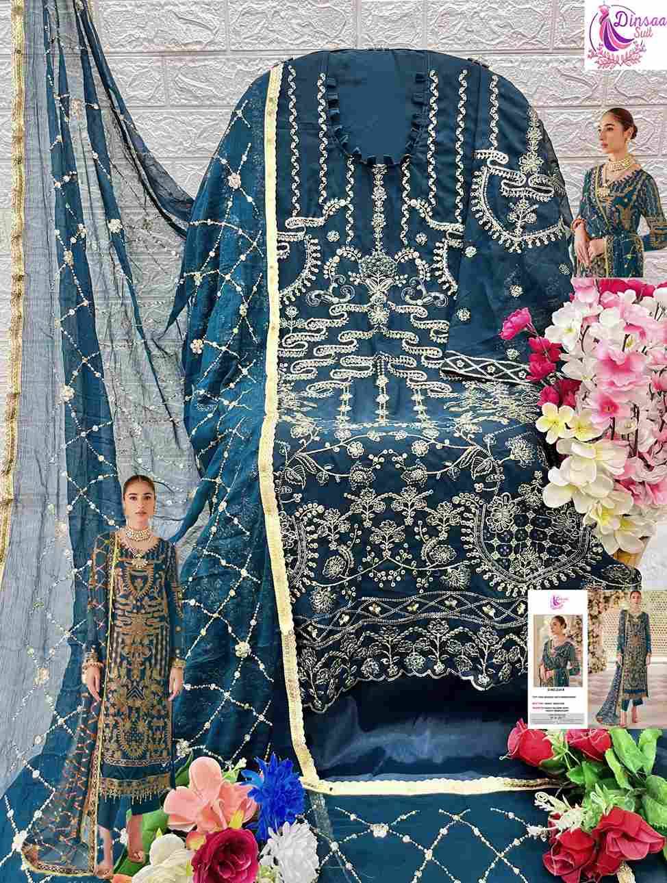 Dinsaa Hit Design 234 Colours By Dinsaa Suits 234-A To 234-D Series Designer Pakistani Suits Beautiful Stylish Fancy Colorful Party Wear & Occasional Wear Faux Georgette Dresses At Wholesale Price