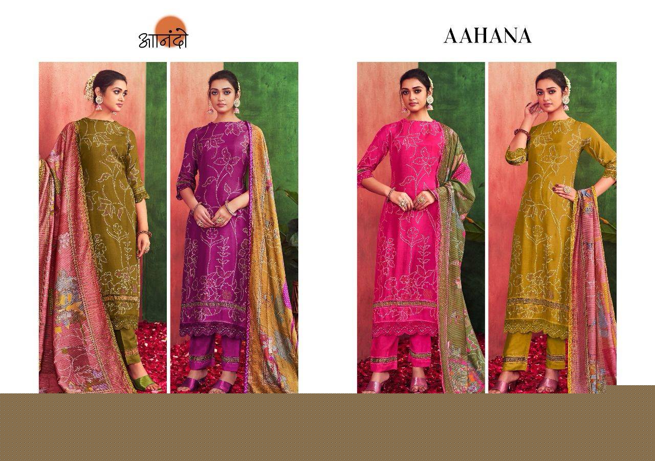 Anando-3143 By Anando 3143-A To 3143-D Series Designer Festive Suits Beautiful Stylish Fancy Colorful Party Wear & Occasional Wear Pure Muslin Silk Dresses At Wholesale Price