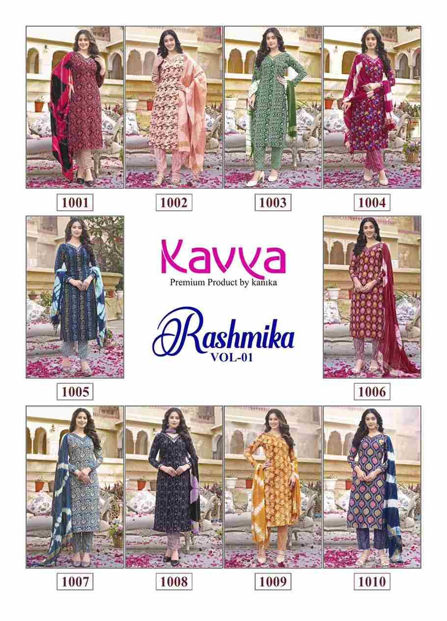 Rashmika Vol-1 By Kavya 1001 To 1010 Series Designer Stylish Fancy Colorful Beautiful Party Wear & Ethnic Wear Collection Rayon Embroidered Dresses At Wholesale Price