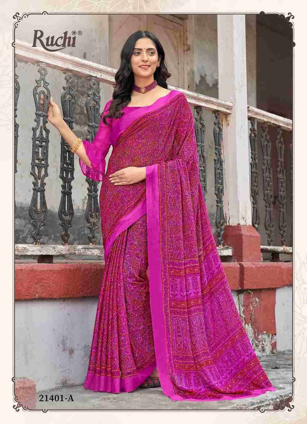 Star Chiffon Vol-95 By Ruchi Sarees 21401-A To 21403-D Series Indian Traditional Wear Collection Beautiful Stylish Fancy Colorful Party Wear & Occasional Wear Chiffon Sarees At Wholesale Price