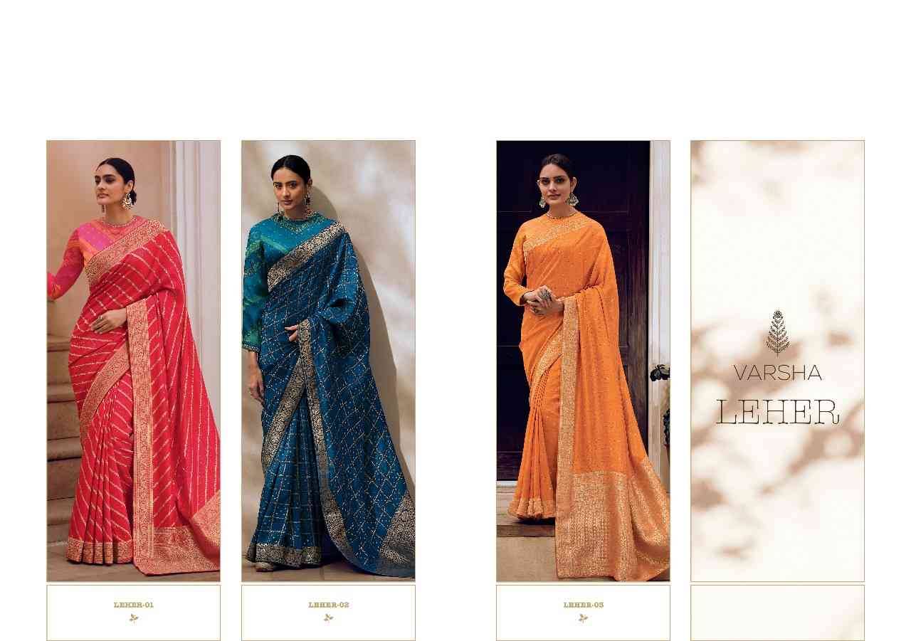 Leher By Varsha 01 To 03 Series Indian Traditional Wear Collection Beautiful Stylish Fancy Colorful Party Wear & Occasional Wear Viscose Woven Sarees At Wholesale Price