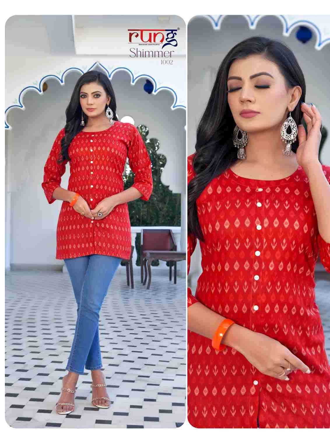 Shimmer By Rung 1001 To 1008 Series Designer Stylish Fancy Colorful Beautiful Party Wear & Ethnic Wear Collection Cotton Print Tops At Wholesale Price