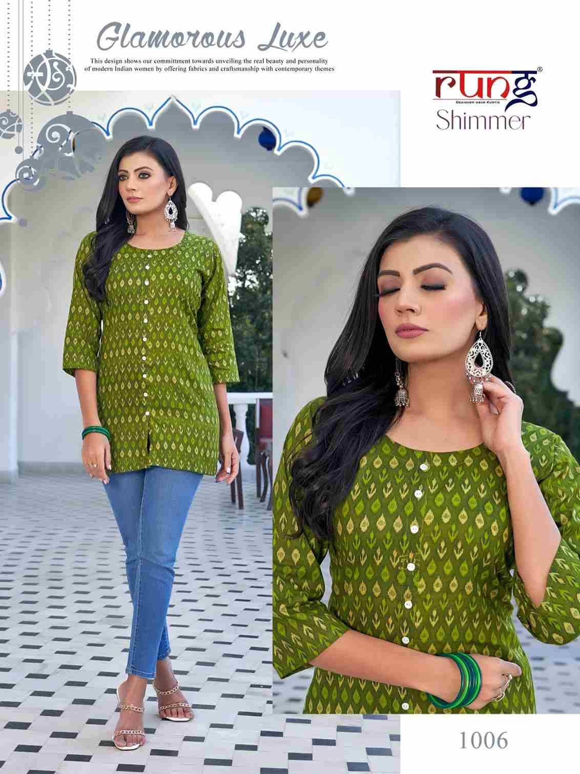 Shimmer By Rung 1001 To 1008 Series Designer Stylish Fancy Colorful Beautiful Party Wear & Ethnic Wear Collection Cotton Print Tops At Wholesale Price