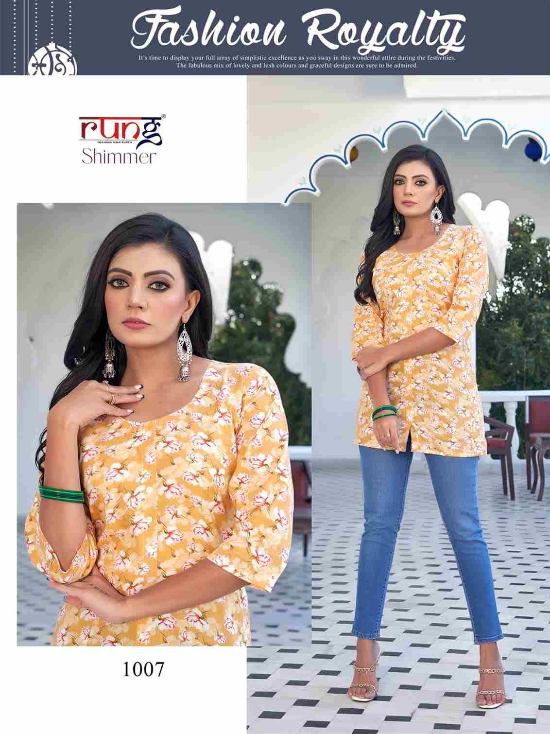 Shimmer By Rung 1001 To 1008 Series Designer Stylish Fancy Colorful Beautiful Party Wear & Ethnic Wear Collection Cotton Print Tops At Wholesale Price