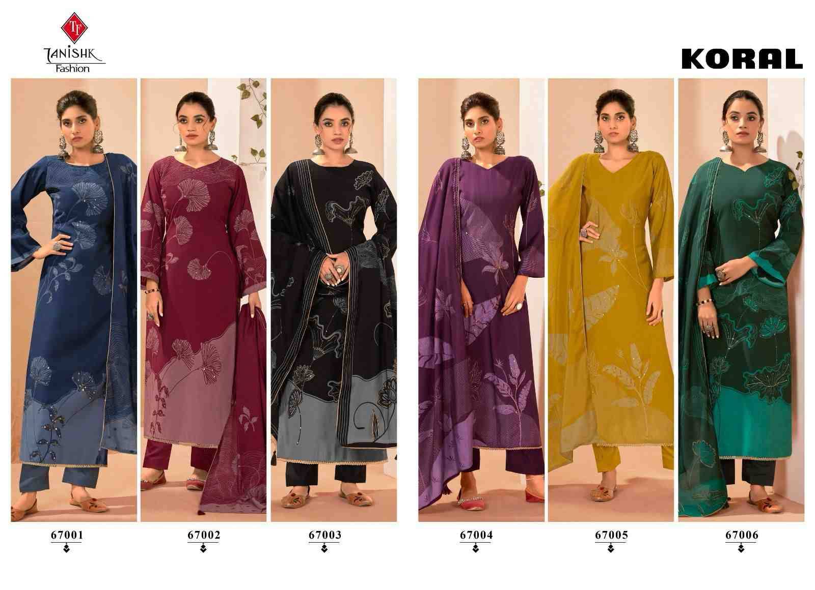 Koral By Tanishk Fashion 67001 To 67006 Series Beautiful Festive Suits Colorful Stylish Fancy Casual Wear & Ethnic Wear Pure Modal Muslin Print Dresses At Wholesale Price